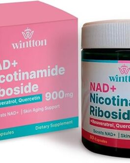 NAD Suplement Nicotinamide Riboside Supplement 900mg with Resveratrol & Quercetin | Boosts NAD+ & Supports Skin Aging | 80 Capsules