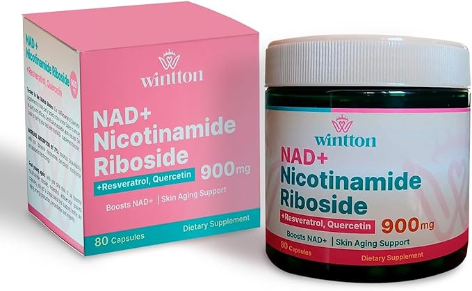 NAD Suplement Nicotinamide Riboside Supplement 900mg with Resveratrol & Quercetin | Boosts NAD+ & Supports Skin Aging | 80 Capsules