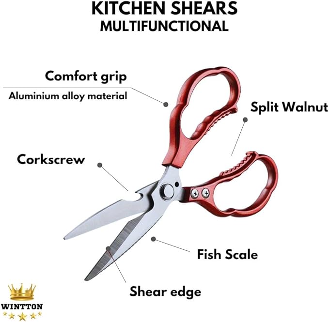 Kitchen Scissors - Kitchen Shears for Chicken and Meat Cutting - Cooking Scissors - Kitchen Shears For Food - Scissors Kitchen - Stainless Food Kitchen Scissors for Chicken - Food Scissors - Image 4