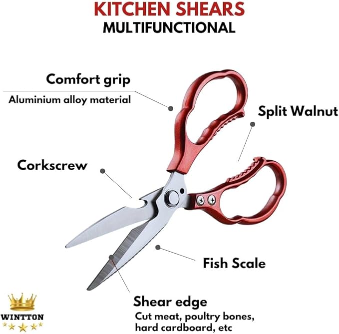2 Pcs Kitchen Scissors - Kitchen Shears - Set Chicken Shears - Cooking Scissors - Meat Cutting Scissors, Chicken Cutter, Chicken Cutting Scissors, Food Scissors Kitchen Shears - Image 6