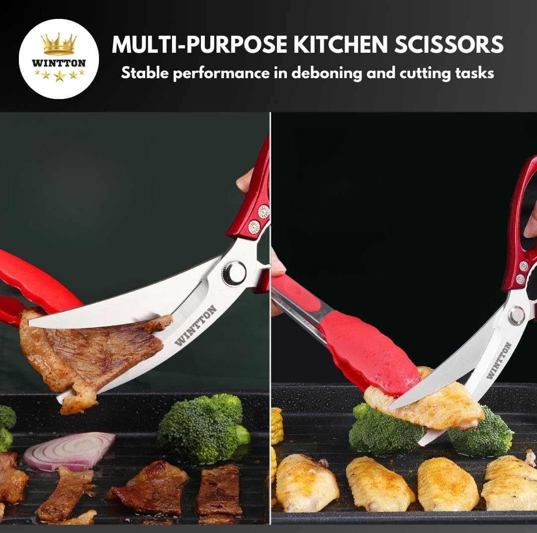 2 Pcs Kitchen Scissors - Kitchen Shears - Set Chicken Shears - Cooking Scissors - Meat Cutting Scissors, Chicken Cutter, Chicken Cutting Scissors, Food Scissors Kitchen Shears - Image 8