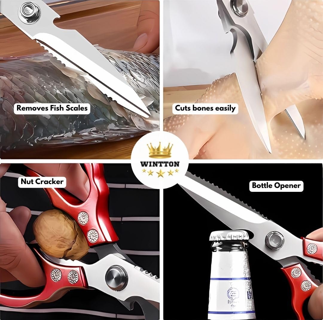2 Pcs Kitchen Scissors - Kitchen Shears - Set Chicken Shears - Cooking Scissors - Meat Cutting Scissors, Chicken Cutter, Chicken Cutting Scissors, Food Scissors Kitchen Shears - Image 9